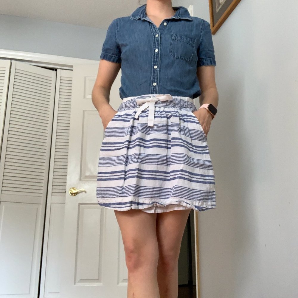 J. Crew Striped Blue & White Skirt sz 0 EUC